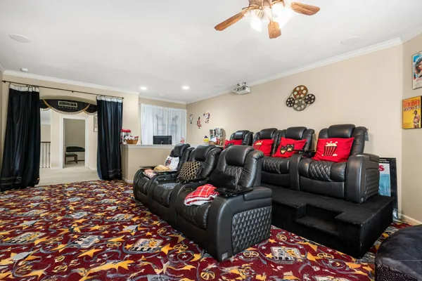 a view of a hallway with windows