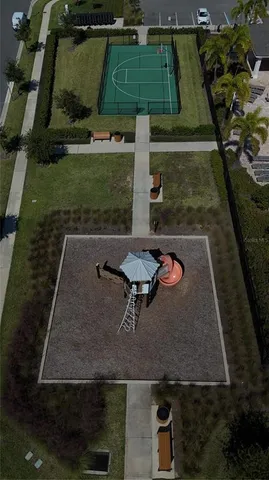 an aerial view of a house