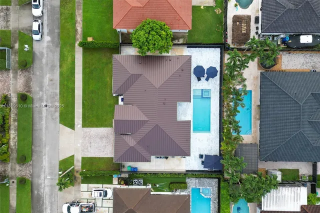 an aerial view of a house