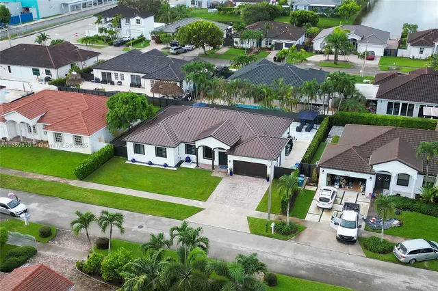 an aerial view of a house