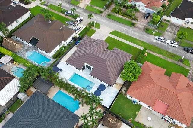 an aerial view of a house