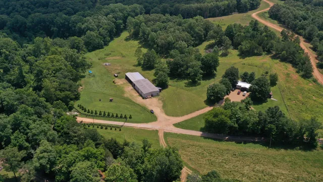 an aerial view of a house