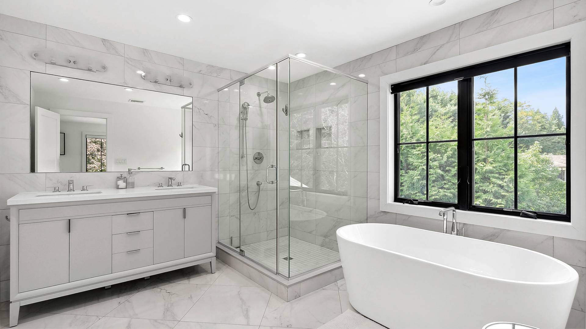 6 Inkberry Street East Hampton, NY 11937 - Photo 7 of 18 a bathroom with a double vanity sink bathtub and next to a window