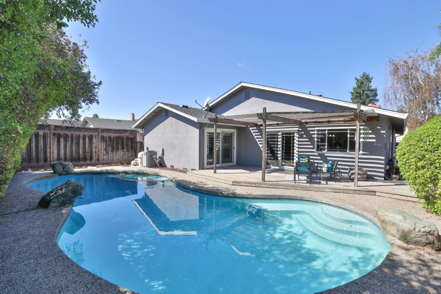 2314 Oak Flat Road San Jose, CA 95131 - Photo 26 of 36 a view of a house with swimming pool and sitting area