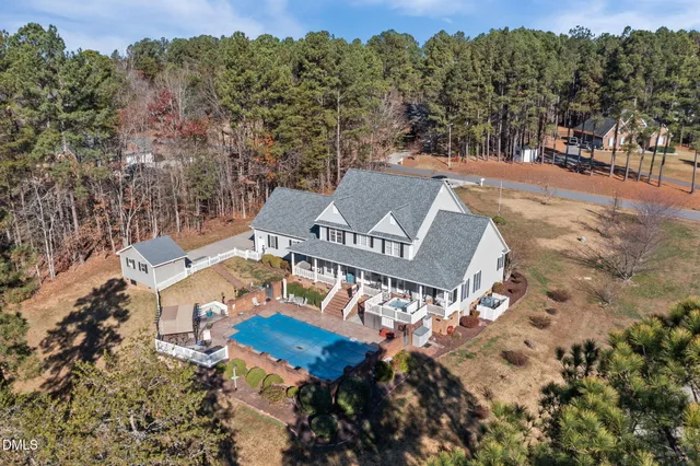 an aerial view of a house