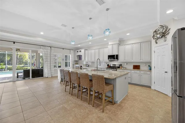 a view of a swimming pool with a building in the background