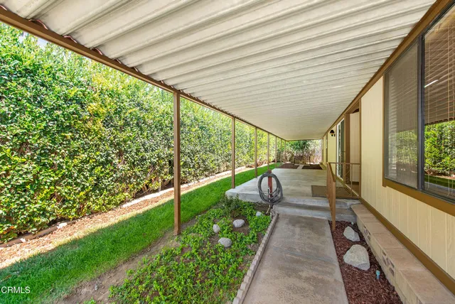 a view of porch with seating space