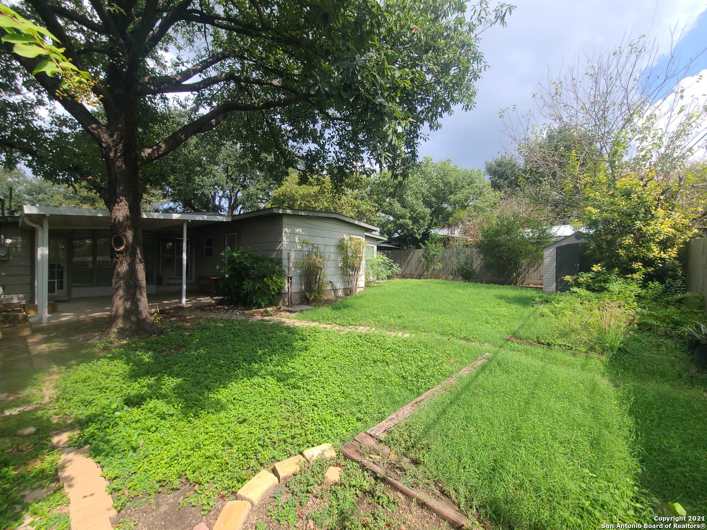 106 Ridgehaven Place San Antonio, TX 78209 - Photo 21 of 22 a backyard of a house with plants and large tree