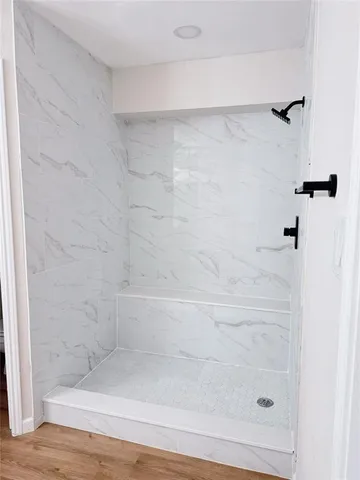 a bathroom with a shower