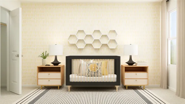 a bedroom with a bed and a couch