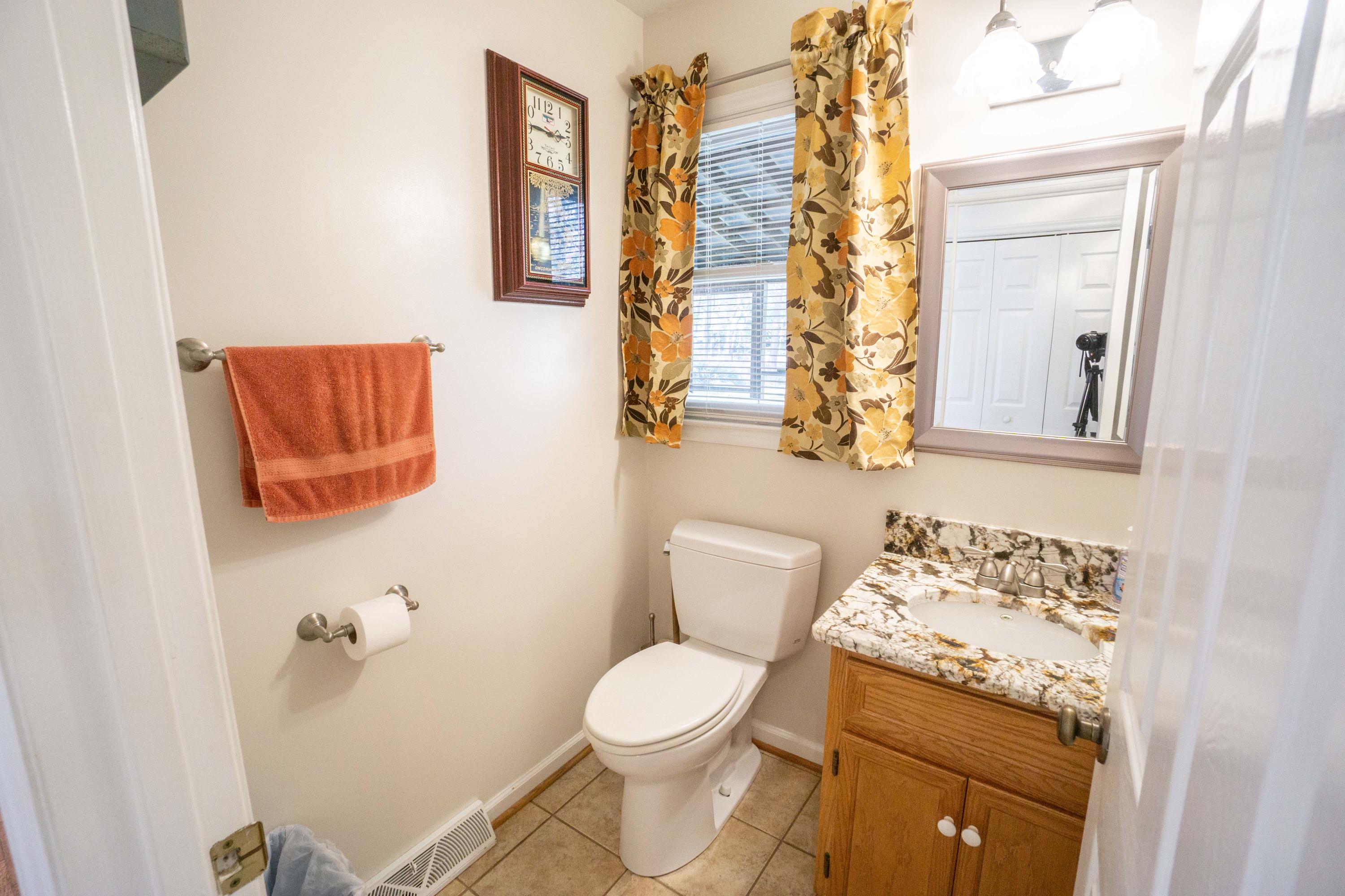 218 Oak Ridge Court Blue Ridge, VA 24064 - Photo 18 of 48 a bathroom with a granite countertop sink and a toilet