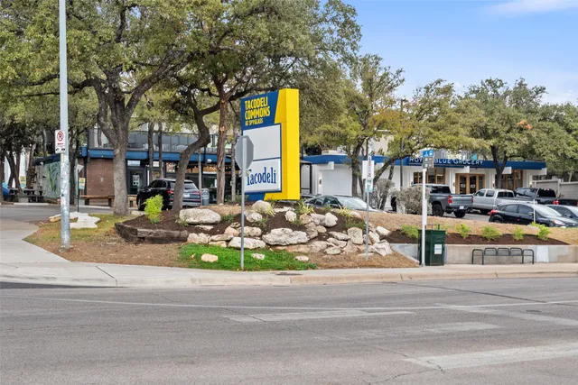 a view of street with houses