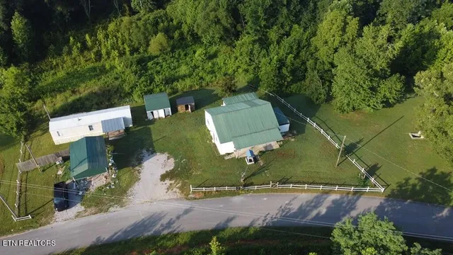 an aerial view of a house