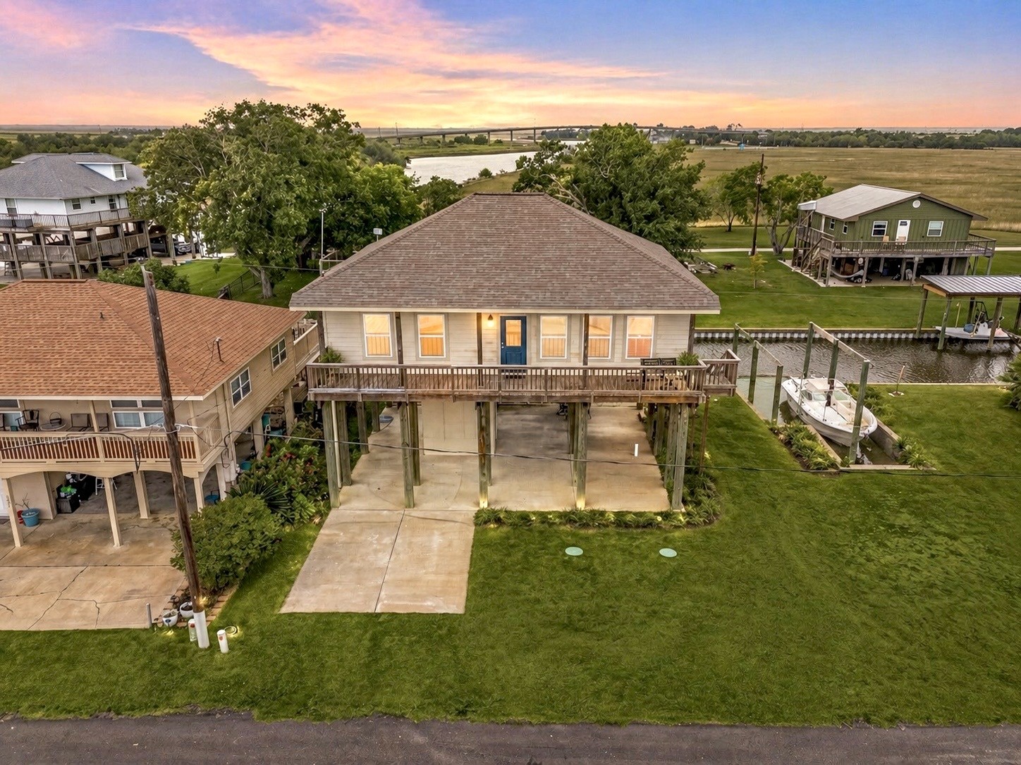 an aerial view of a house