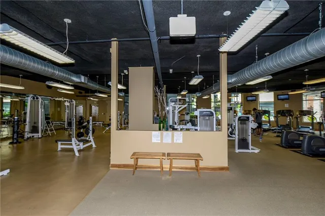 a view of a room with gym equipment