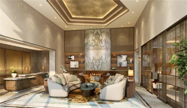 a living room with couches and a dining table with balcony view