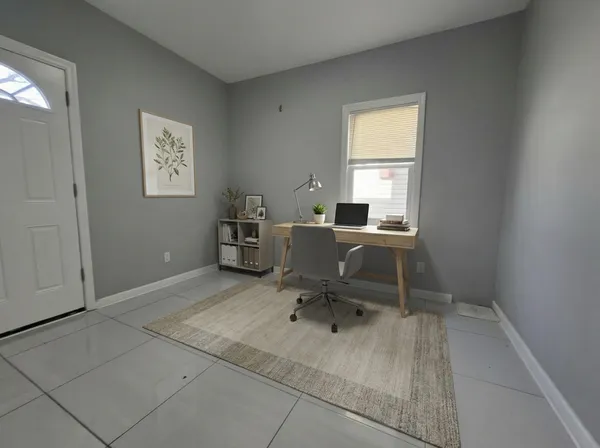 a view of a workspace with a window