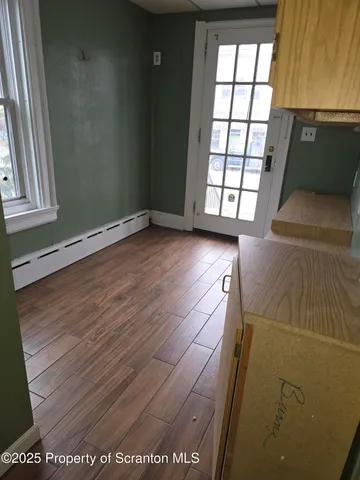 an empty room with windows