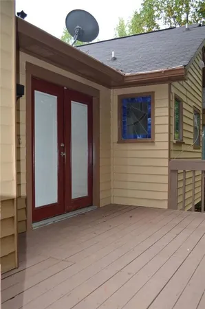 a view of wooden door