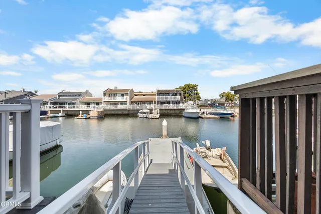 a view of a lake and bridge