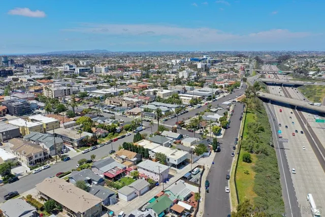 an aerial view of a city