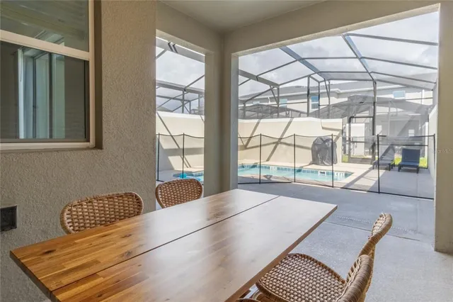 a view of a porch with a yard