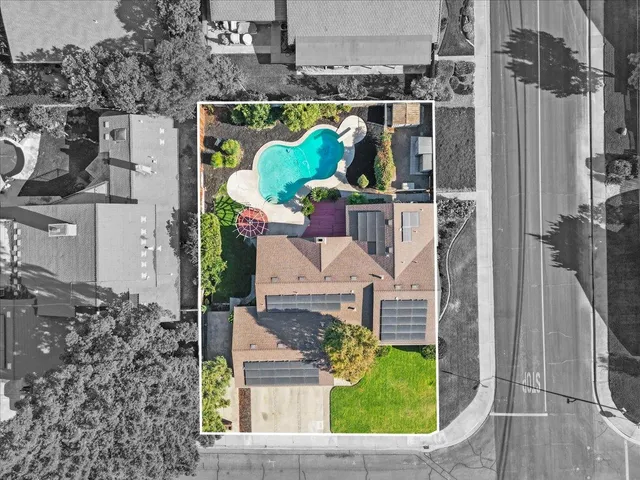an aerial view of a house