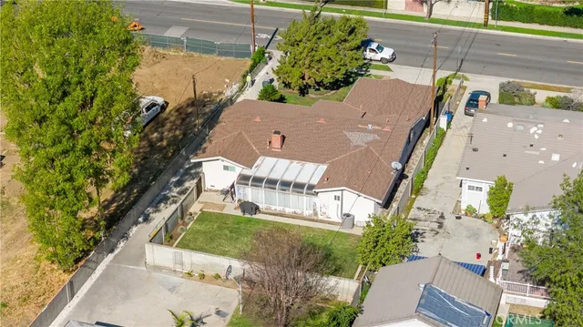 an aerial view of a house