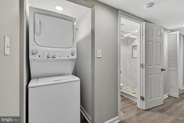 workspace with washer and dryer