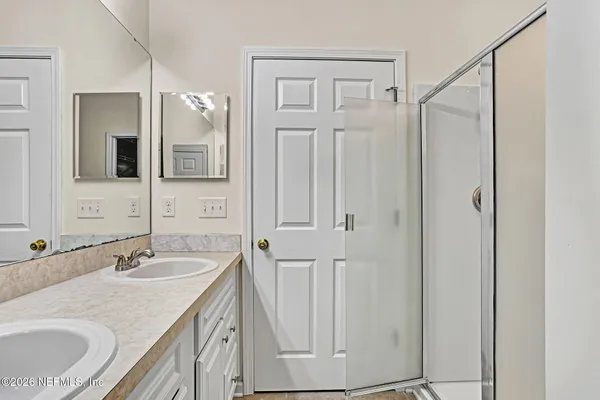 a view of a room with racks on the wall