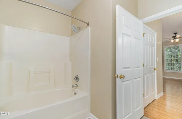 a bathroom with a bathtub