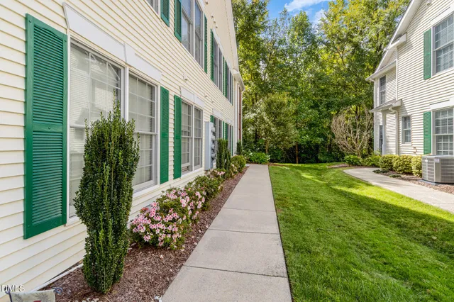 a view of a garden with pathway