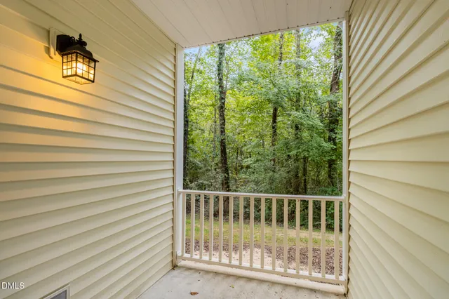 a view of a wooden balcony