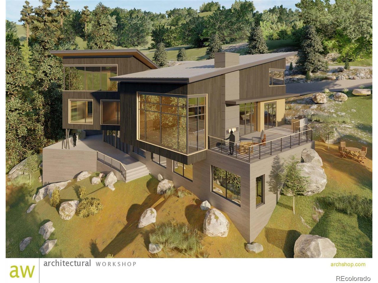 83 Conifer Drive Evergreen, CO 80439 - Photo 7 of 8 Another example of an ultra modern home that is rendered as if built on the lot.