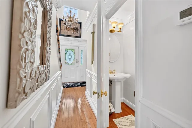 a bathroom with a bathtub and a shower curtain