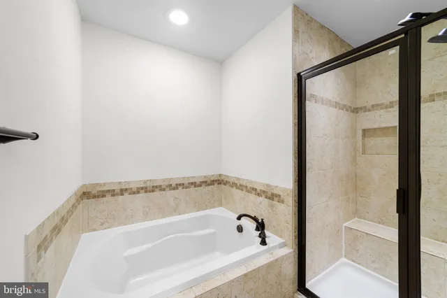 a bathroom with a bathtub