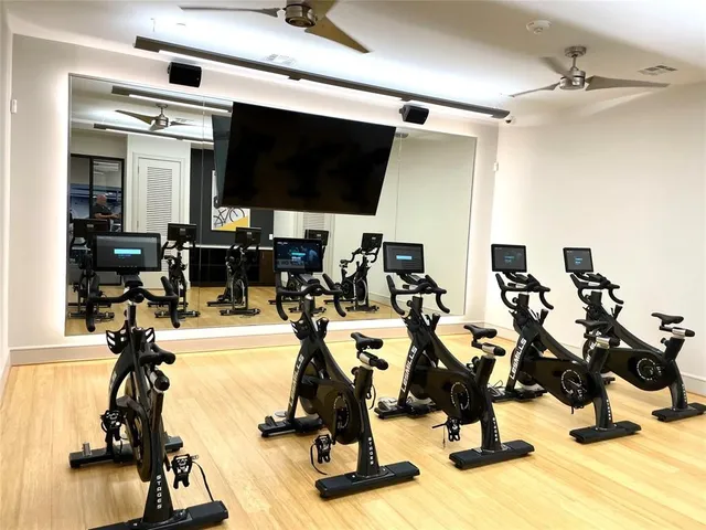 a view of a room with gym equipment