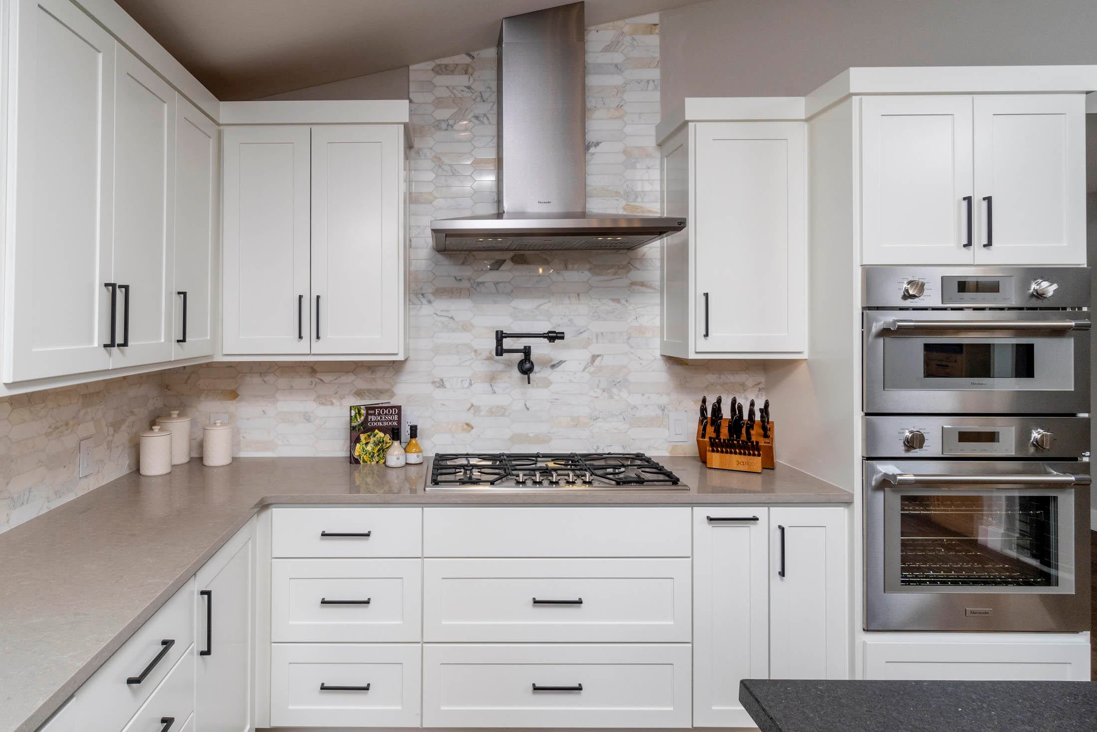 64486 McGrath Road Bend, OR 97701 - Photo 13 of 38 Thermador appliances: built-in side by side refrigerator with freezer drawer - 36? gas 5 burner cook top including Bizzo pot filler- Built in oven/microwave combination w/ convection micro (works as a double oven)