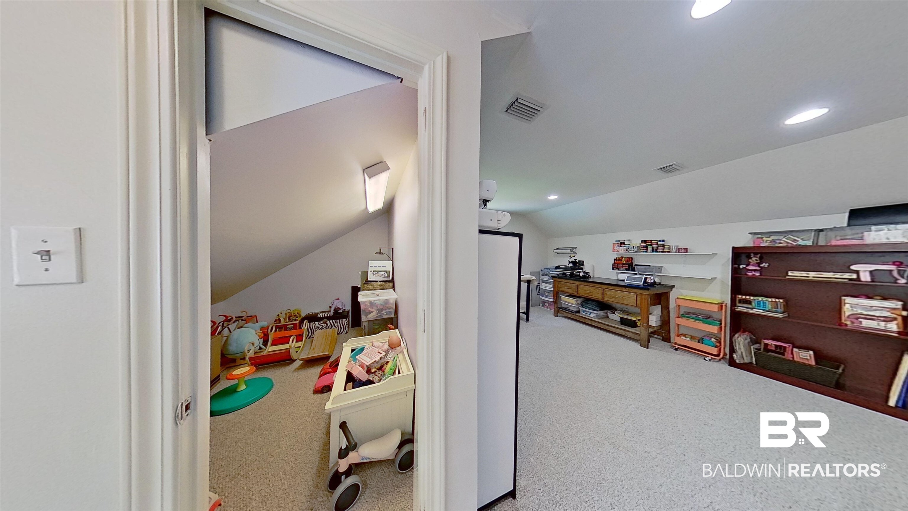 4340 Hamilton Oaks Lane Mobile, AL 36695 - Photo 34 of 51 Rec room with lofted ceiling and carpet floors
