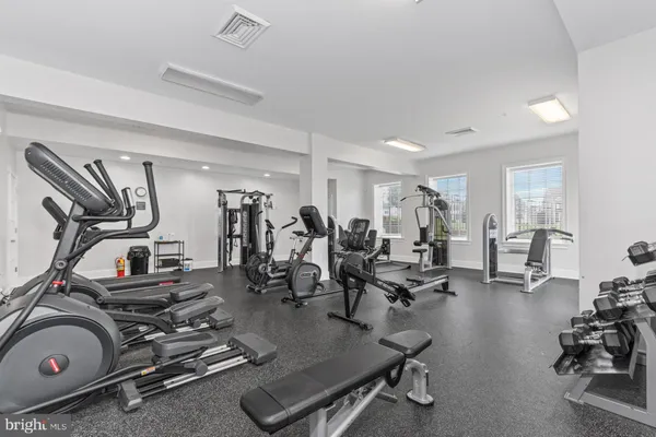 a view of a room with gym equipment
