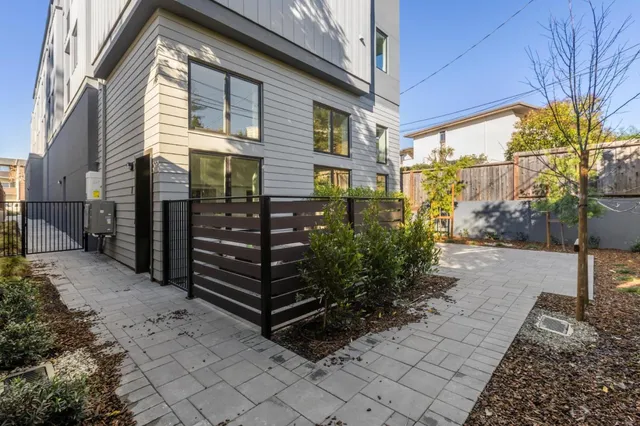 a view of a backyard with plants and a flower plants
