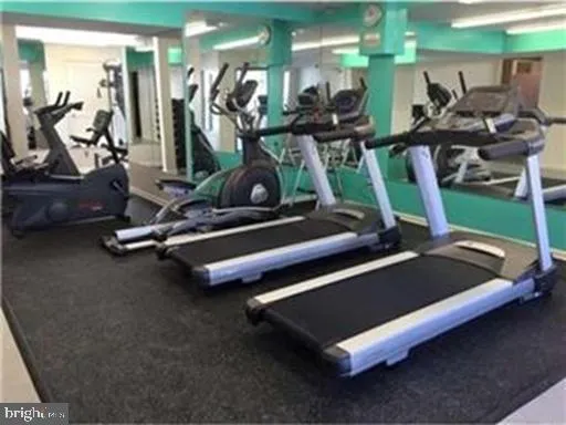 a view of a room with gym equipment