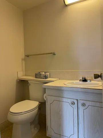 a bathroom with a sink and toilet