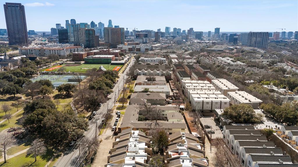 4039 Cole Avenue, Unit 105 Dallas, TX 75204 - Photo 38 of 39 Drone / aerial view with a city view