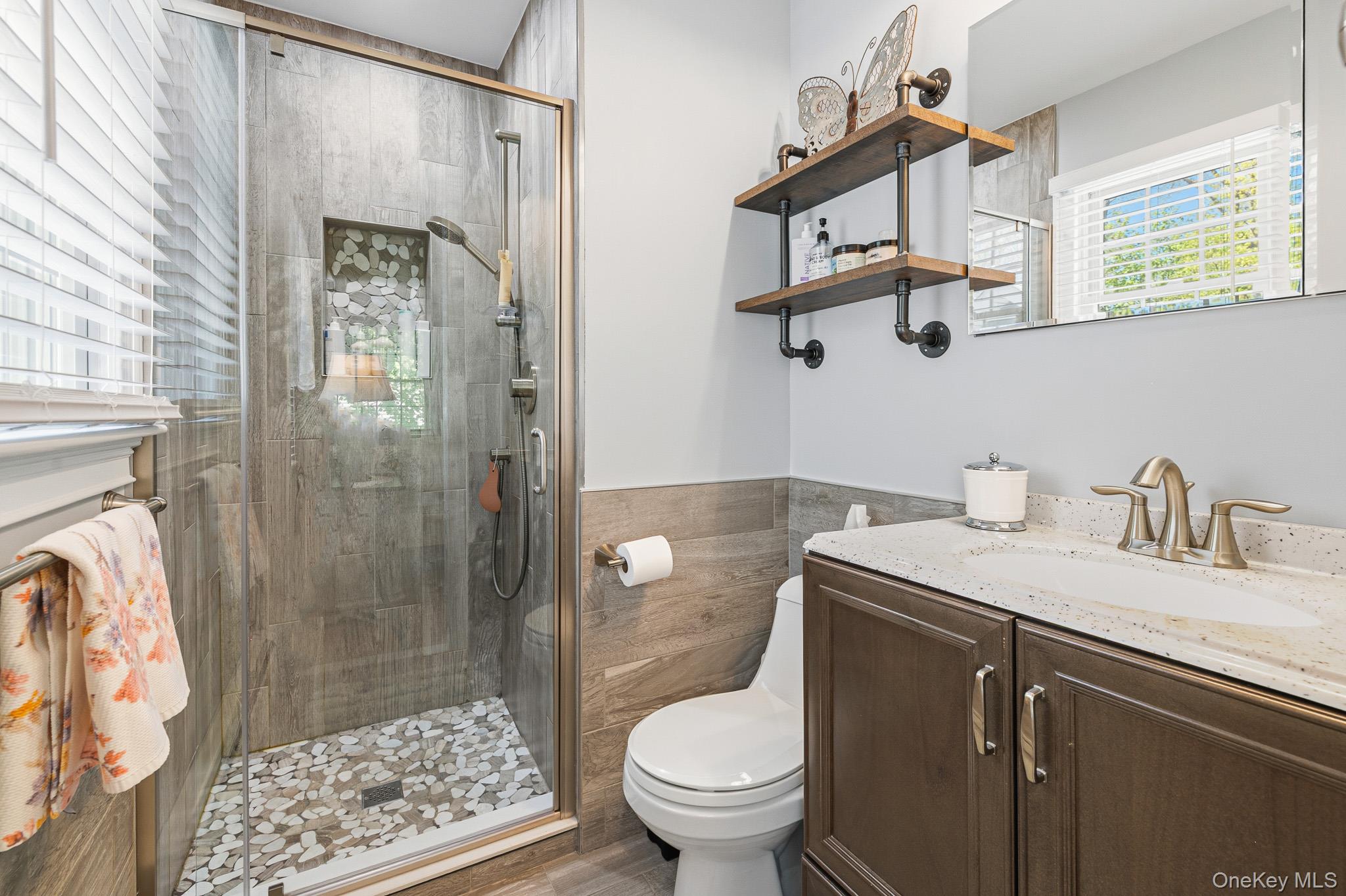 283 Pipe Stave Hollow Road Miller Place, NY 11764 - Photo 28 of 39 The Beautifully Renovated Primary Bathroom With All Upgraded Fittings & Details