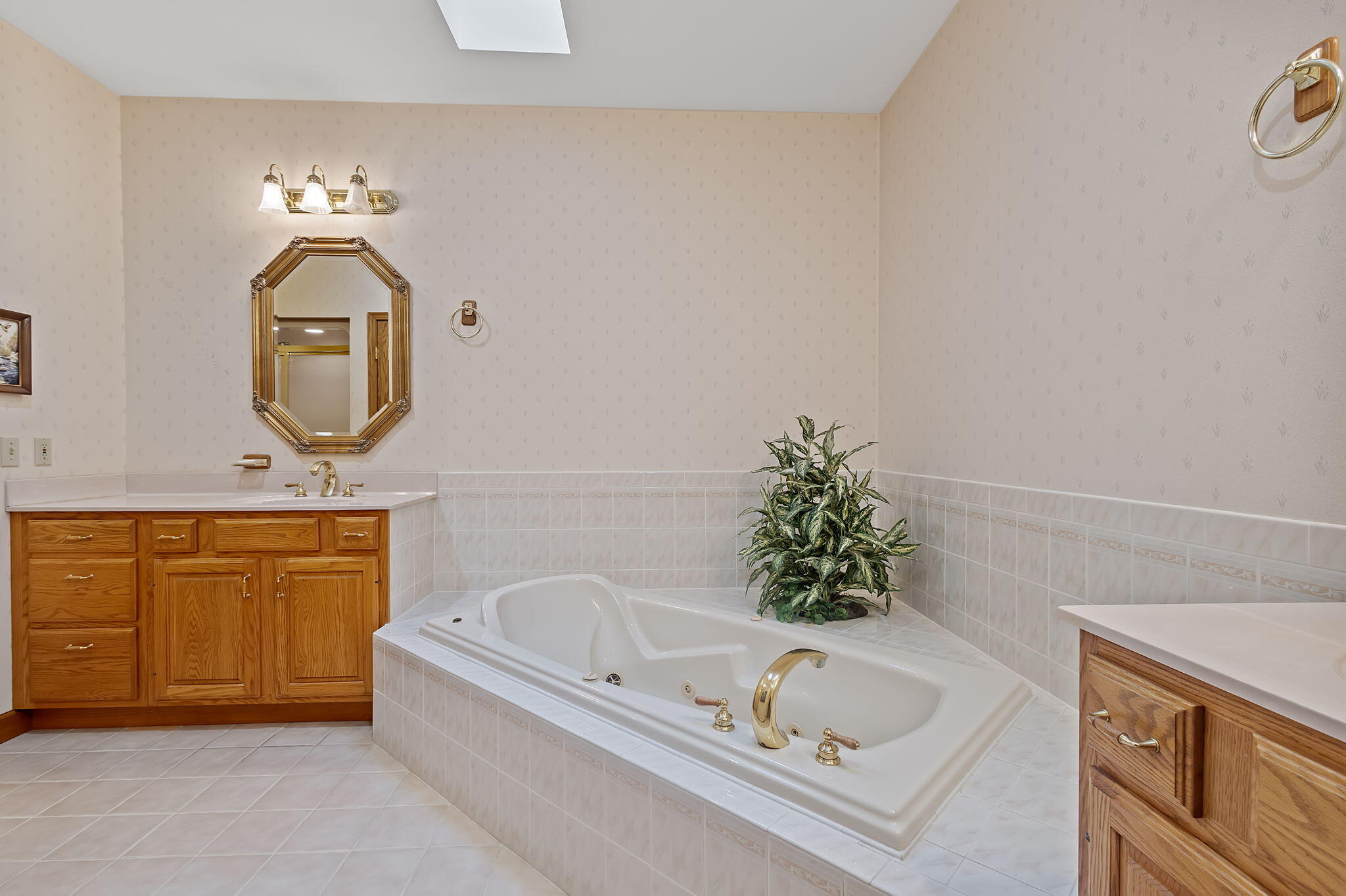 6664 Ridgeview Drive Demotte, IN 46310 - Photo 22 of 65 a bathroom with a tub sink and mirror
