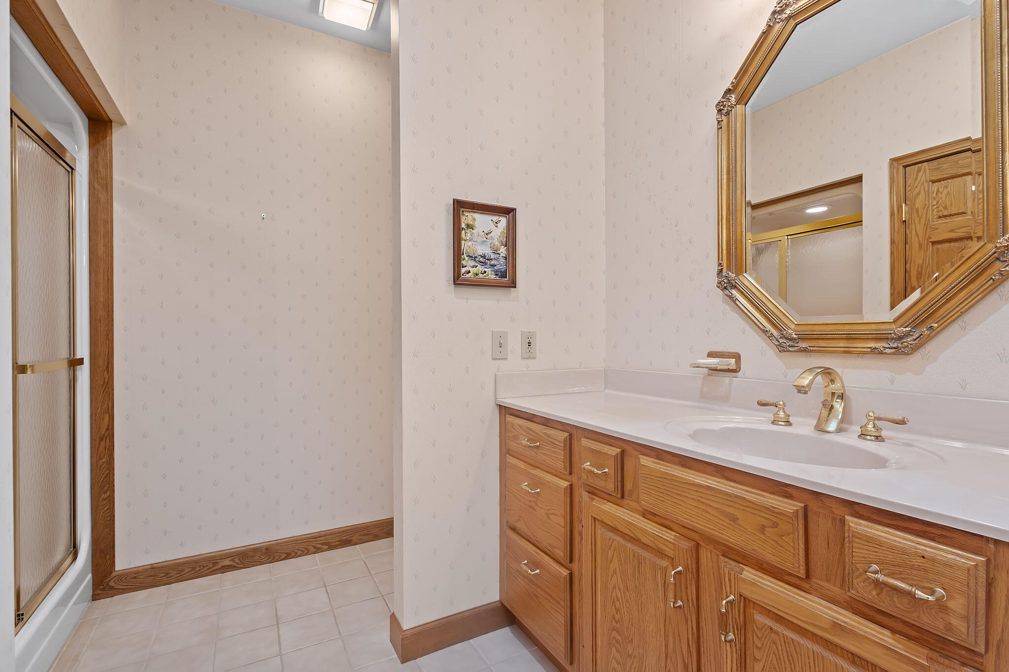 6664 Ridgeview Drive Demotte, IN 46310 - Photo 23 of 65 a bathroom with a sink and a mirror