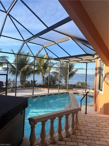 an outdoor space with seating