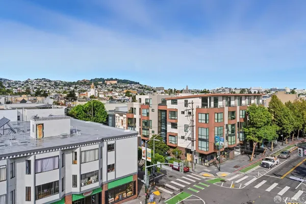 a view of a city that has tall buildings