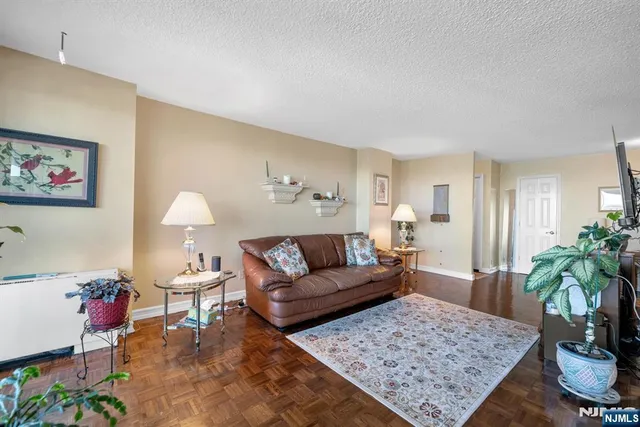 a living room with furniture and a rug